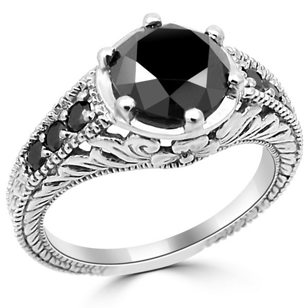 Antique Vintage Black Diamond Engagement Ring