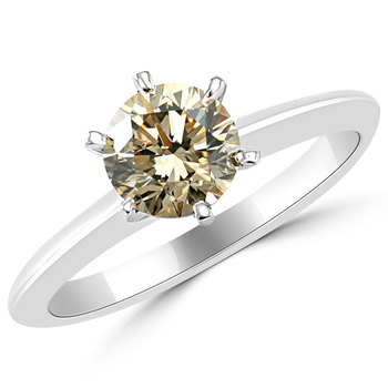 Fancy Champagne Diamond Solitaire Engagement Ring