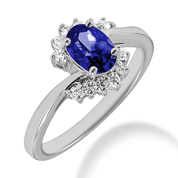 Cluster Style Tanzanite Diamond Engagement Ring