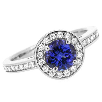 Eternity Diamond Halo Tanzanite Engagement Ring