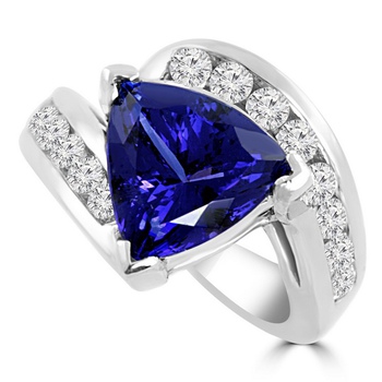 Diamond Tanzanite Trillion Cut Cocktail Engagement Ring