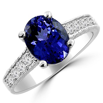 Antique Style Tanzanite Fine Diamond Engagement Ring