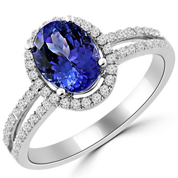 Fine Deep Blue Tanzanite Diamond Engagement Ring