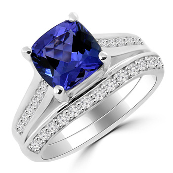 Tanzanite Matching Engagement Set Diamond Ring