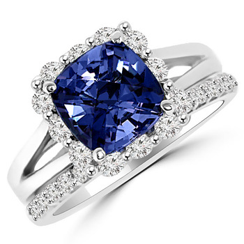 Matching Diamond Tanzanite Engagement Ring Set