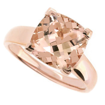 Pink Morganite Diamond Solitaire Engagement Ring