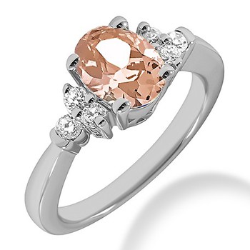 Oval Pink Peach Morganite Engagement Ring