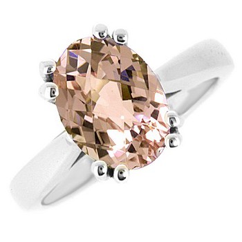 Solitaire Oval Peach Morganite Engagement Ring