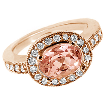Oval Halo Peach Morganite Engagement Ring