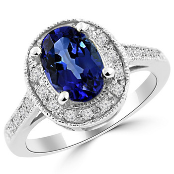 Diamond Oval Tanzanite Engagement Ring