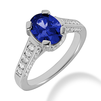Vintage Oval Cut Tanzanite Diamond Engagement Ring