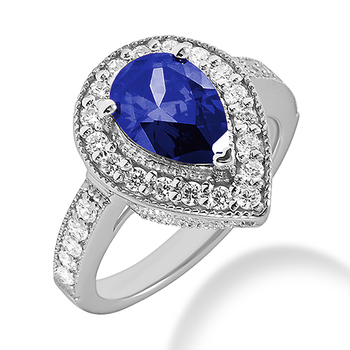 Fine Tanzanite Pear Shape Diamond Cocktail Engagement Ring