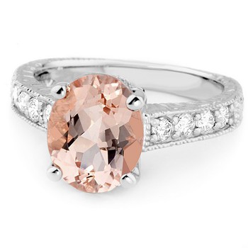 Antique Pink Morganite Diamond Engagement Ring