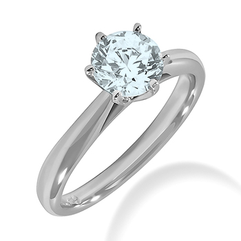 Round Sky Blue Aquamarine Solitaire Diamond Engagement Ring