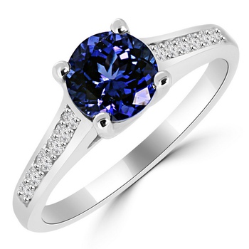 Round Tanzanite Diamond Engagement Ring