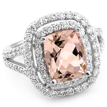Split Band Pink Morganite Diamond Cocktail Engagement Ring