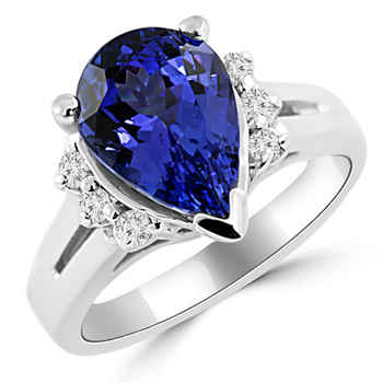 Tanzanite Diamond Pear Shape Engagement Ring