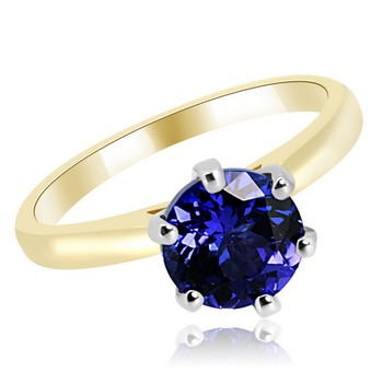 Solitaire Tanzanite Diamond Engagement Ring 2 Tone Gold