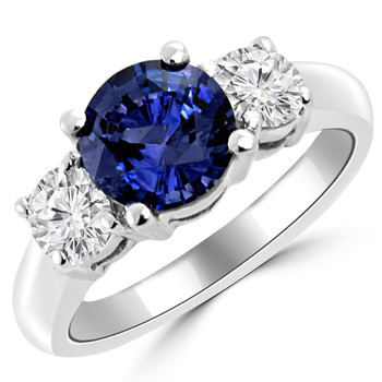3 Stone Tanzanite Diamond Engagement Ring