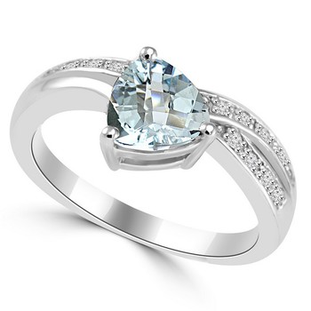 Trillion Cut Aquamarine Diamond Engagement Gold Platinum Ring