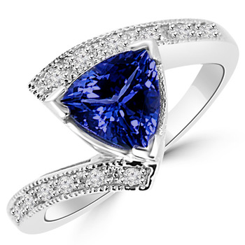 Trillion Cut Tanzanite Diamond Engagement Cocktail Ring