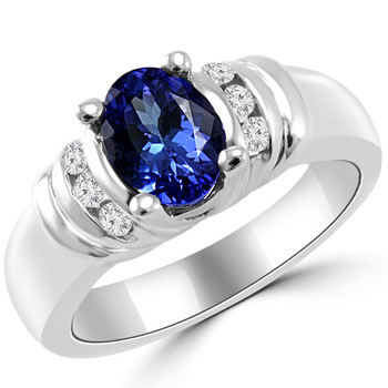 Unique Deep Blue Tanzanite Diamond Engagement Ring